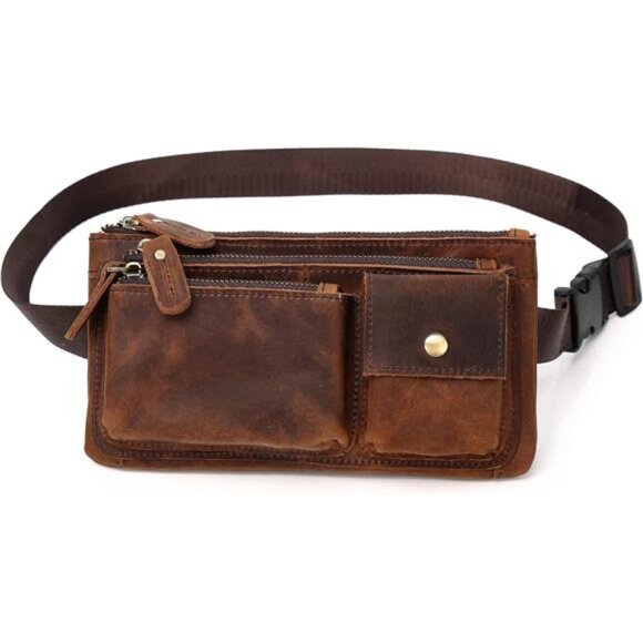 Real Leather Waist Bag, Fanny Pack Brown4